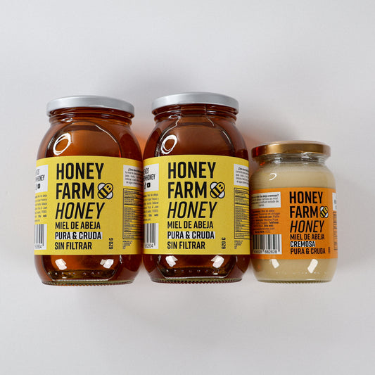 2 Miel de Abeja Pura 620 g + 1 Miel de Abeja Cremosa 280 g